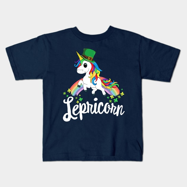 Lepricorn Unicorn St Patricks Day T-Shirt Kids Girls Lucky Kids T-Shirt by 14thFloorApparel